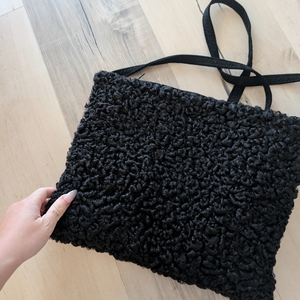 🖤Genuine Persian Black Sheep Fur Hand Muff Bag🖤